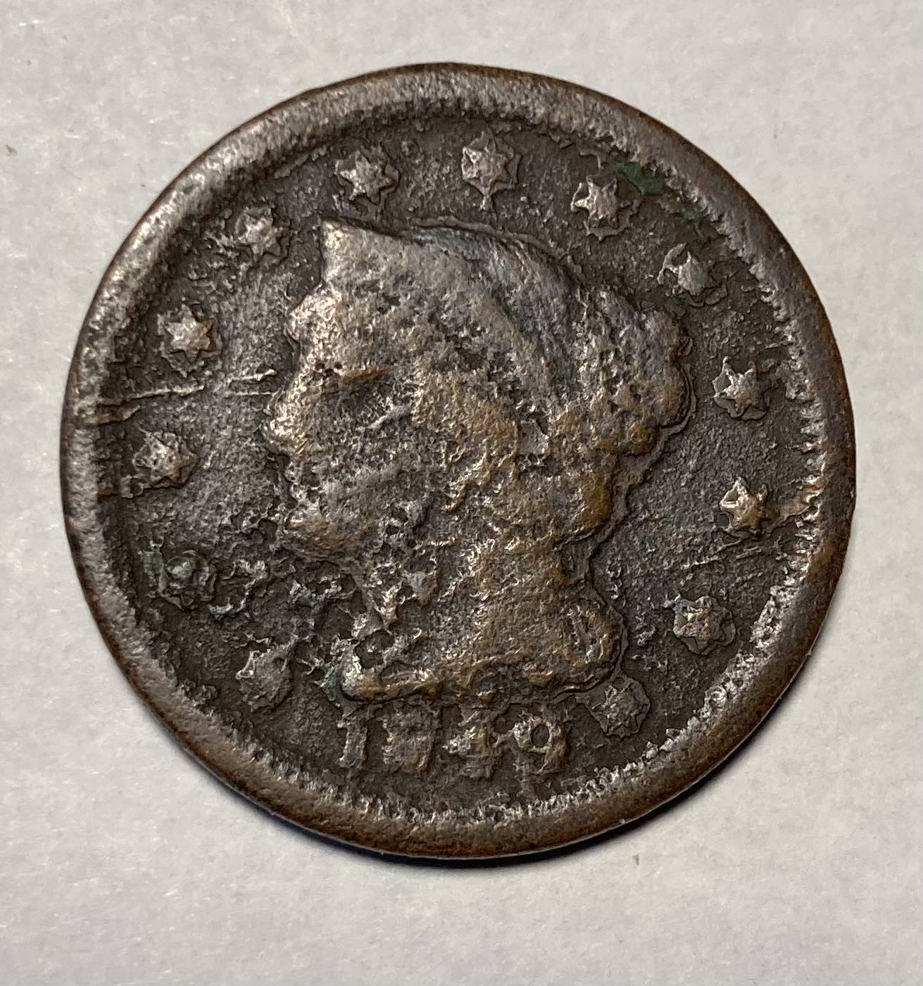 1849-1c-Large-Cent---Massive-Lamination-Issue-On-OBV-And-REV-?