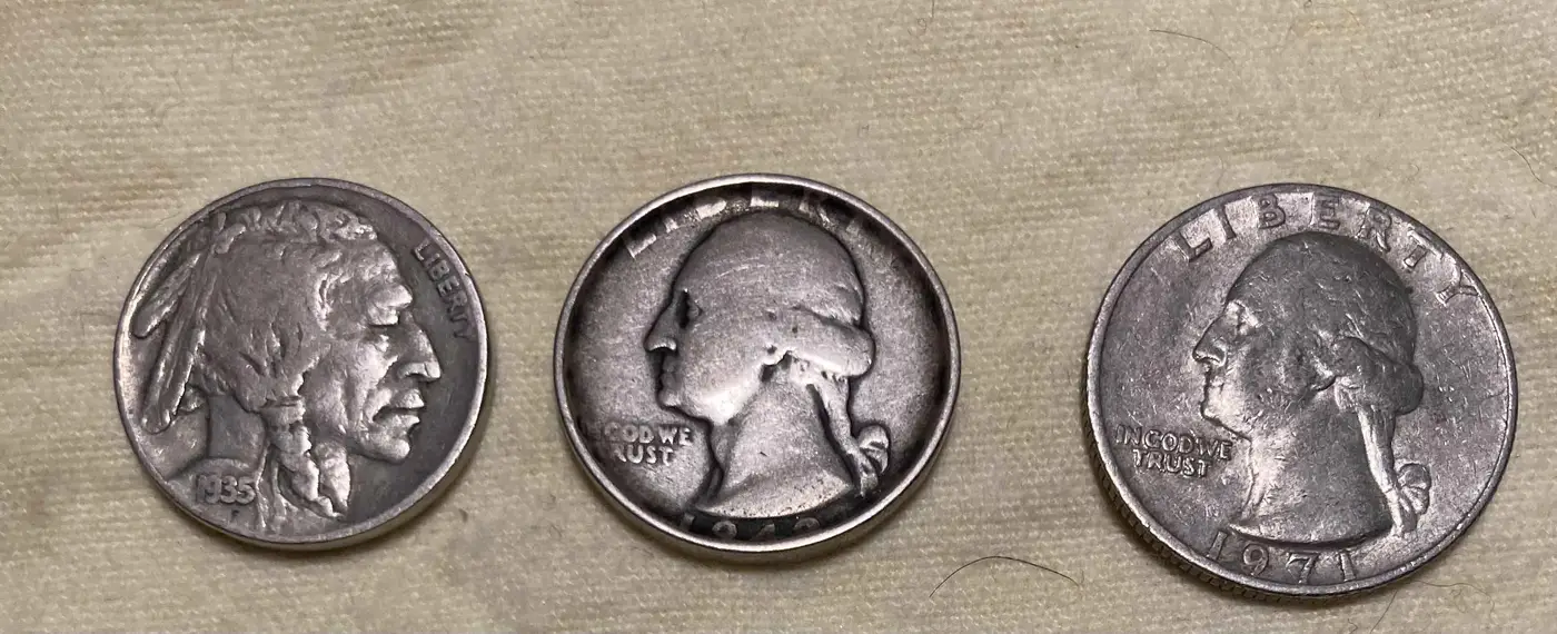 1942-Washington-Qtr-Struck-Off-Planchet-On-Nickel?-*and-Off-Metal?