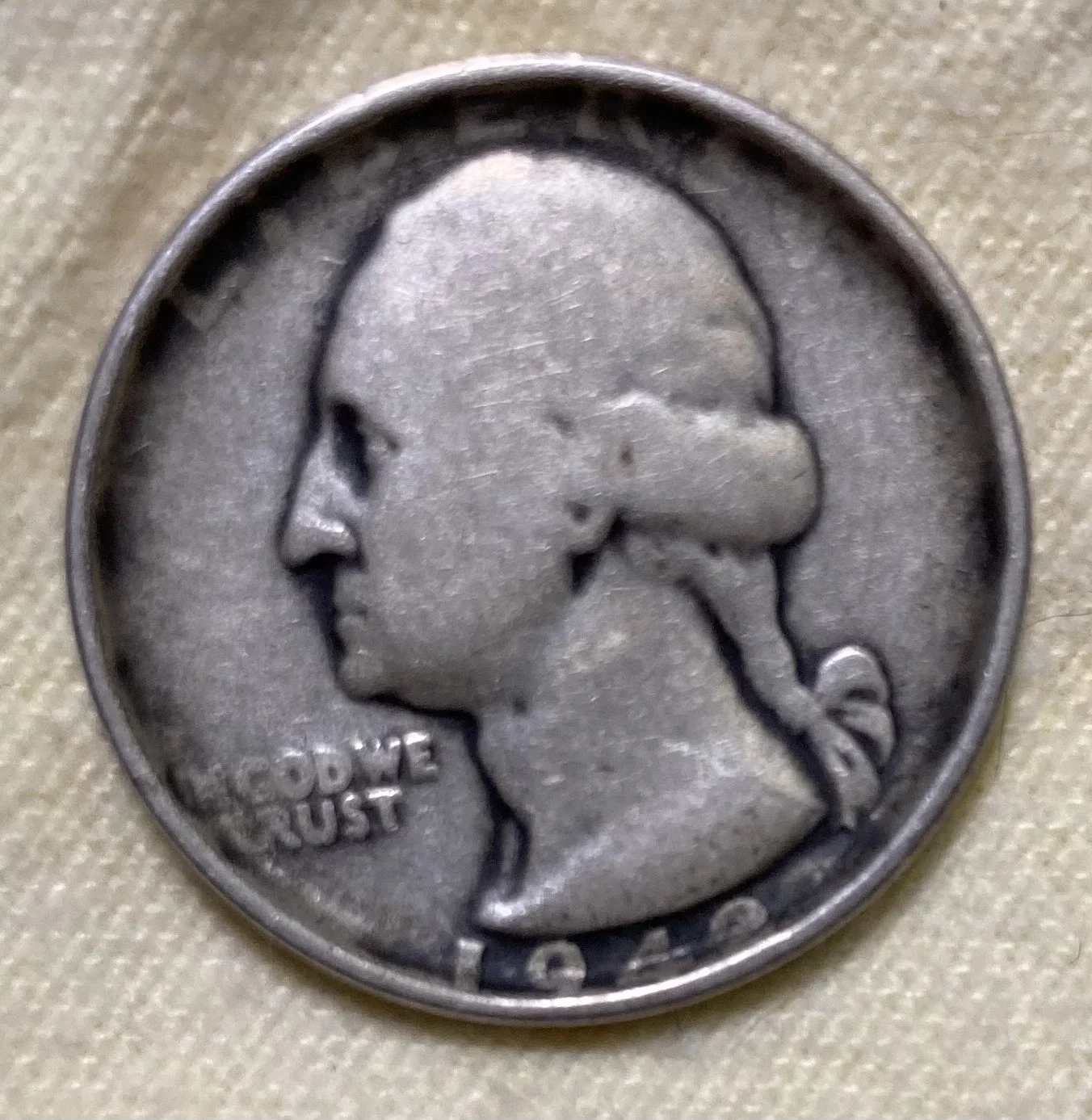 1942-Washington-Qtr-Struck-Off-Planchet-On-Nickel?-*and-Off-Metal?