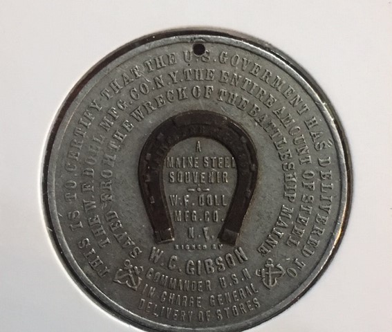 Souvenir-Token-With-A-Horseshoe-Made-From-Steel-Of-The-Battleship-Maine
