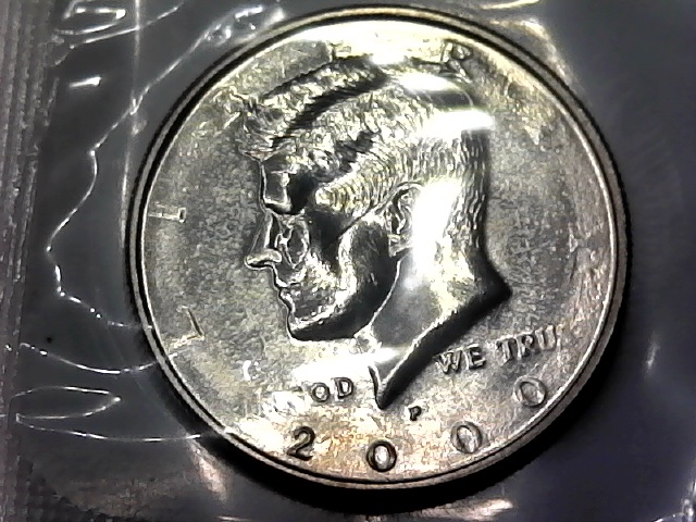 2000-P-Mintset-Kennedy-Half-Struck-Through,-Die-Chip-On-MM-And-Gauge-On-Face