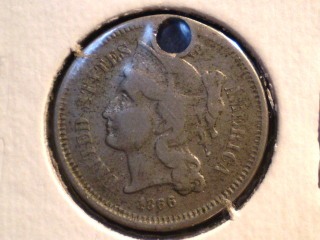 1866-3-Cent-Piece-That's-Holed