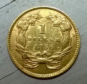 1856-Slanted-5-$1-Gold----Reverse-Die-Clash?