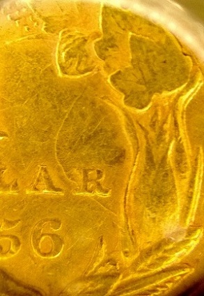 1856-Slanted-5-$1-Gold----Reverse-Die-Clash?