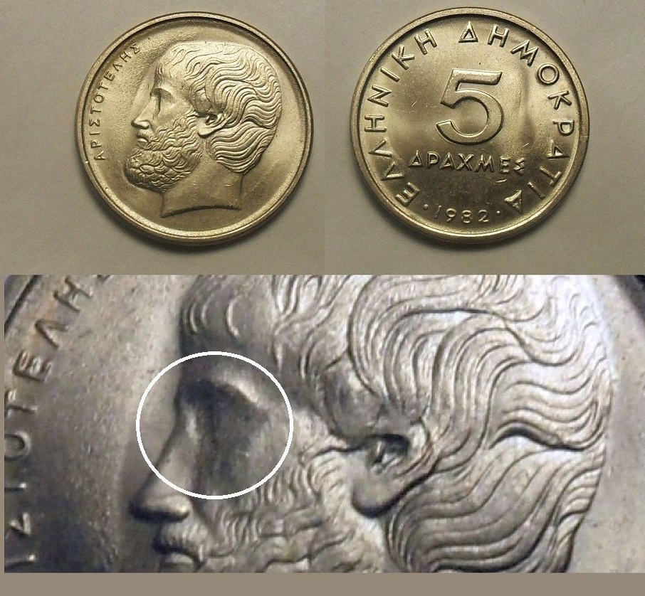 Greece-1982---5-Drachmas---Aristotle
