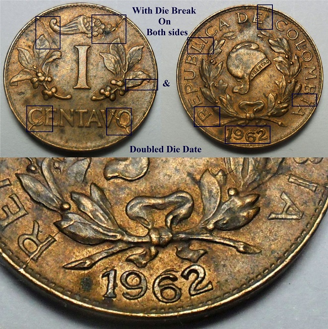1962-Colombia-1-Centavo---Multiple-Errors