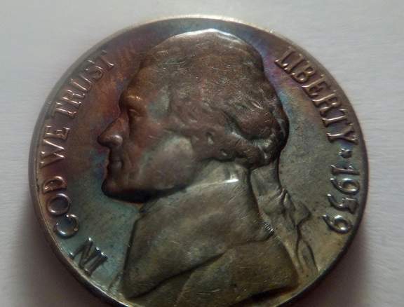 1969-D-Roosevelt-Dime-,-And-1959-D-Nickle-With-Different-Tones-...