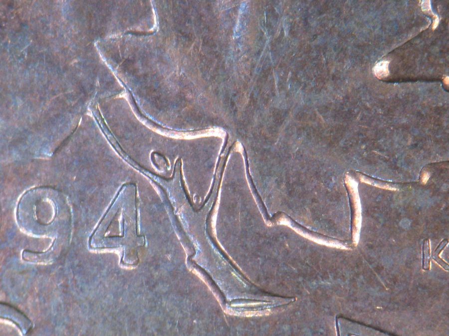 1994-Canadian-1-Cent---Strange-Doubling