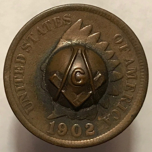 Masonic-Tokens,-Coins-And-Counter-Stamped-Pennies