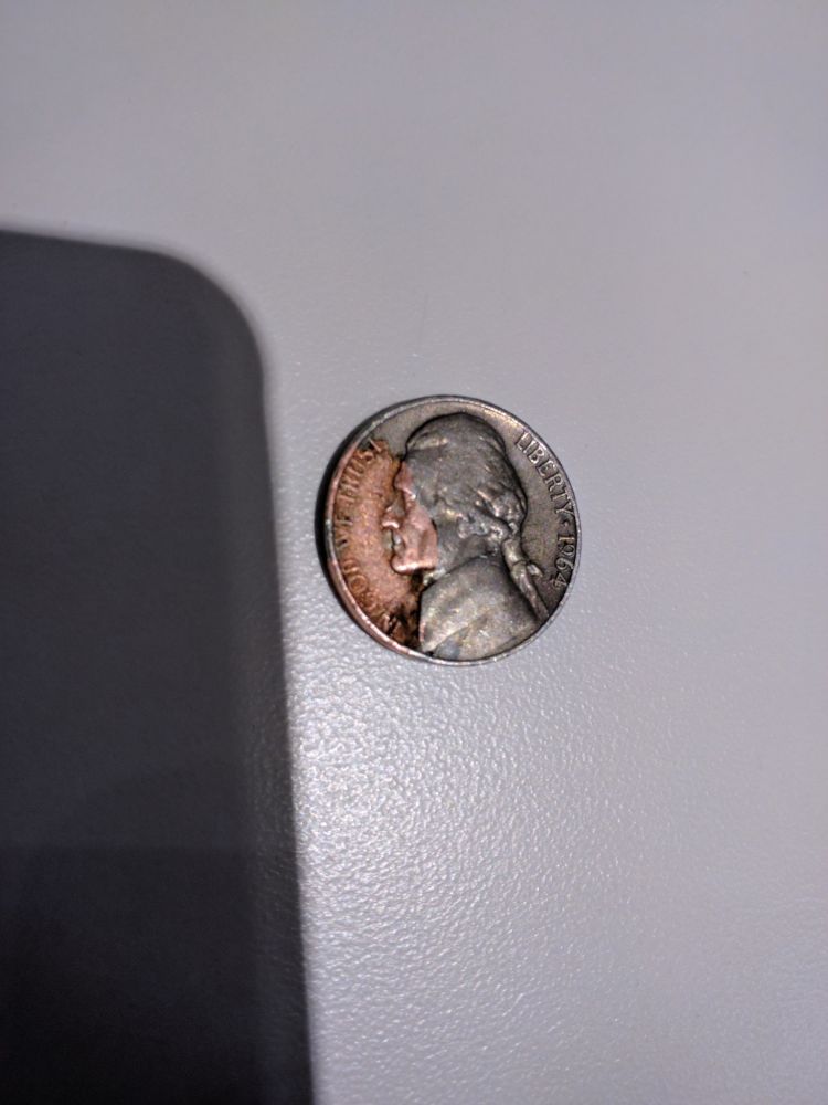1964-Jefferson-Nickel-With-Red-Spot