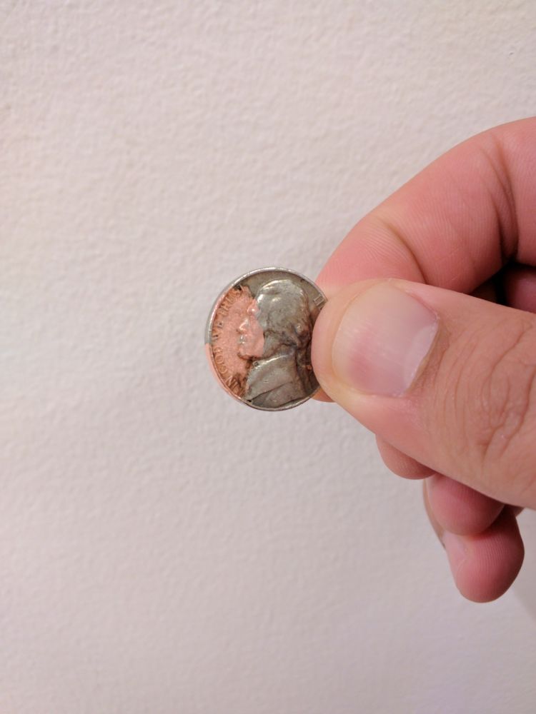 1964-Jefferson-Nickel-With-Red-Spot