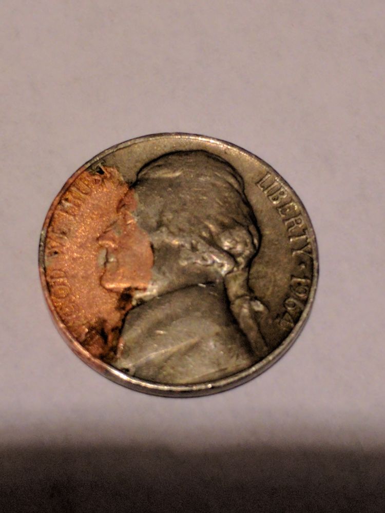 1964-Jefferson-Nickel-With-Red-Spot