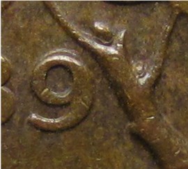 1989-One-Cent-..-Double-9..leaves