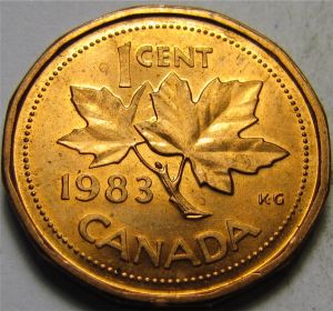 1983--One-Cent..retained-Broken-Die-...or..