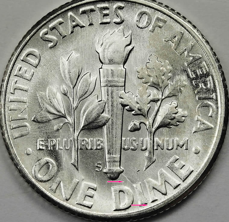 1953-S-Dime,-Strong-Clashed-Die-Obvs.