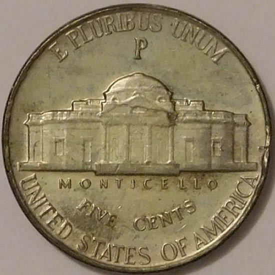 1944-P-War-Nickel,-Very-Cool-Lamination-Error