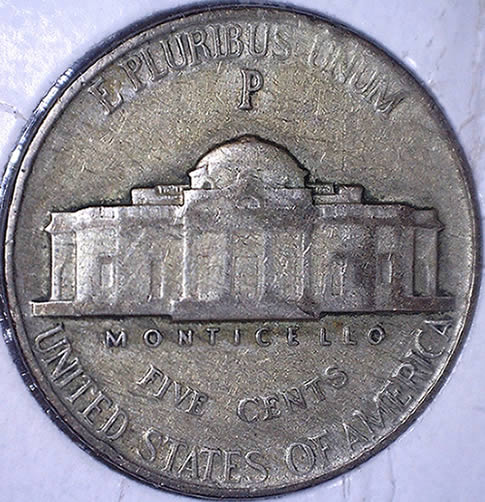 1944-P-Nickel-With-A-Large-Lamination-And-A-Great-Story!