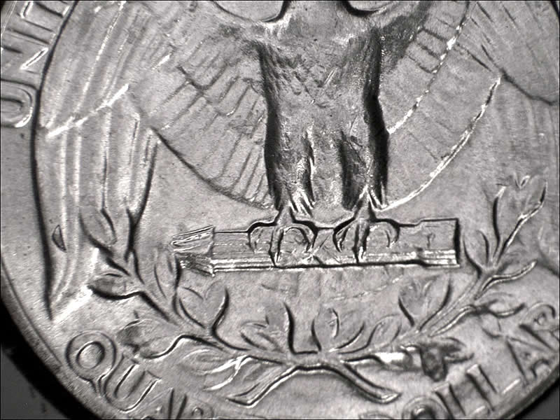 Two1962-P-Washington-25c-With-Identical-Half-Moon-Shape-Die-Chips-On-Wing!