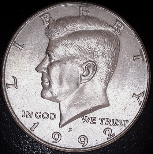1992-P-Kennedy-Half,-Entire-Reverse-And-Obverse-With-Grooved-Edge