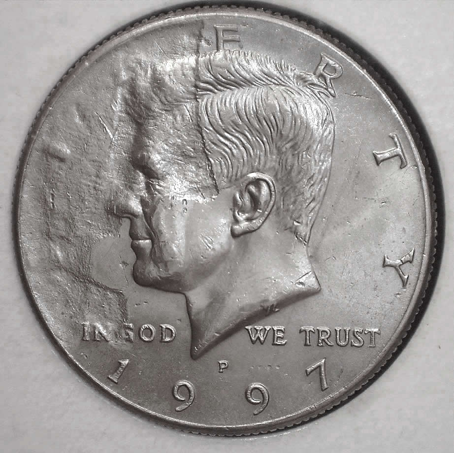 1997-P-Kennedy-Half,-Struck-Through-Grease-Or-Foreign-Object?