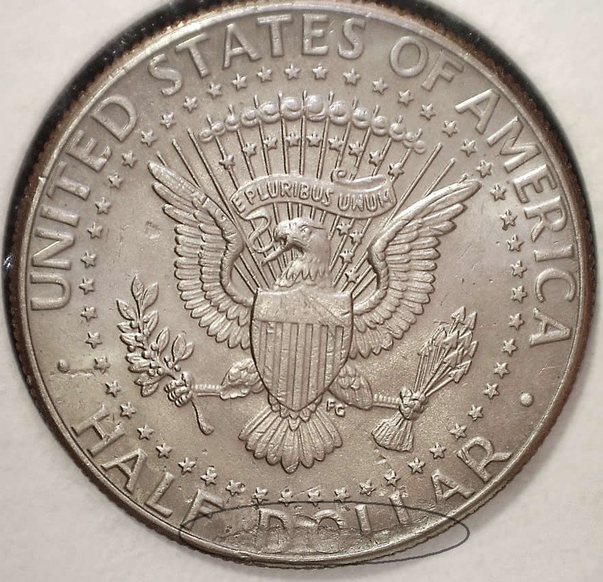 1997-P-Kennedy-Half,-Struck-Through-Grease-Or-Foreign-Object?
