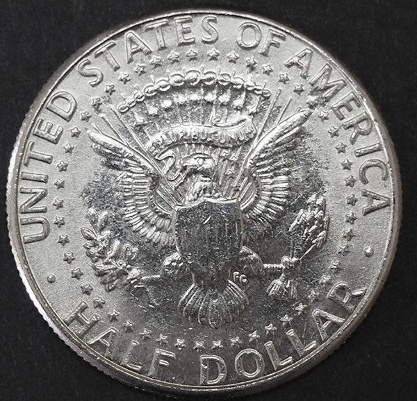1996-P-Kennedy-Half-$-Spike-Head-With-Die-Crack-Rim-To-Bust-And-Struck-Thru-Grease