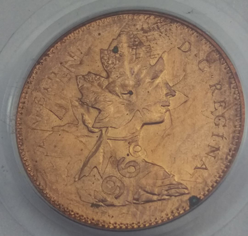 1969-1-Cent-Flip-Over-D/S-In-Collar-PCGS-MS-64RD