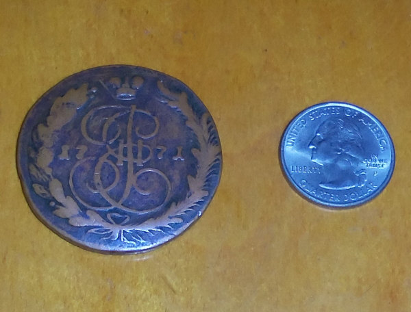 Russia-5-Kopeks-1771-&-1803..-Huge-Copper-Coins..