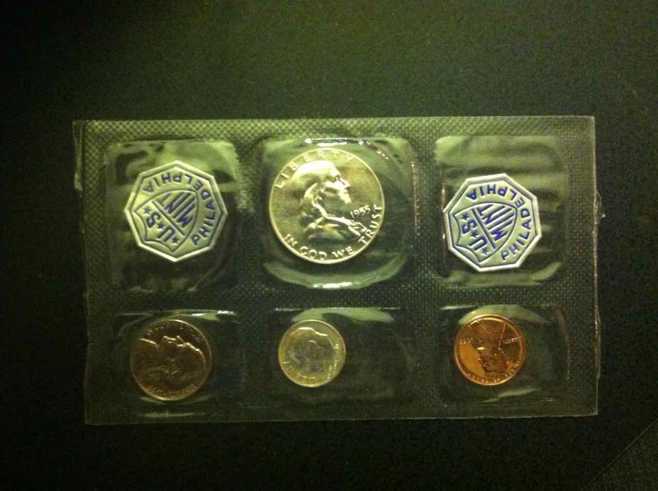 1955-Proof-Set--Double-Foil,-No-Quarter