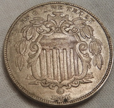 1866-Shield-Nickel,-Rays-And...