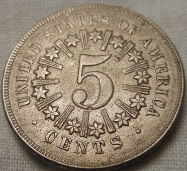 1866-Shield-Nickel,-Rays-And...