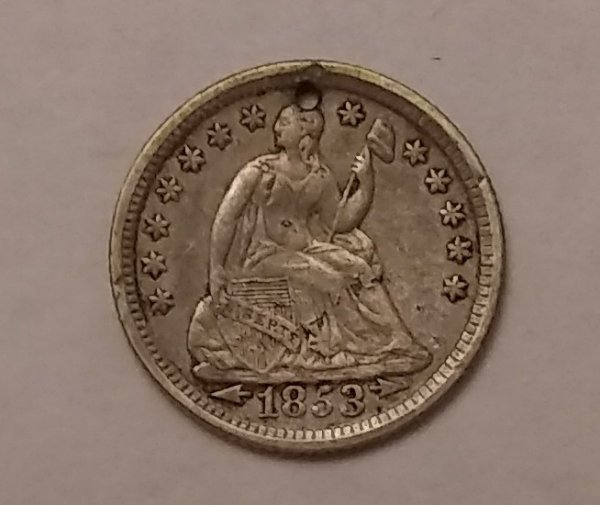 Holed-1853-Seated-Half-Dime-With-Arrows