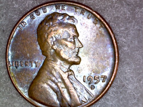 1957-D-Wheat-With-A-Blue-Tone!