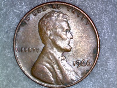 1966-Lincoln-Penny,-Lamination-Error-Across-Obverse-And-?