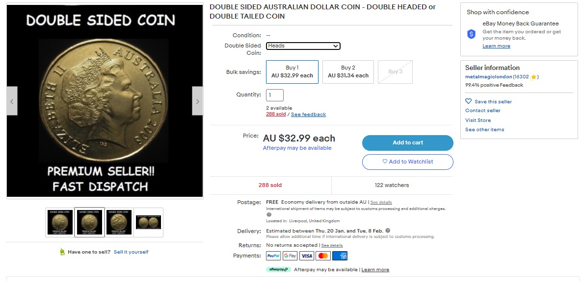 Genuine-Double-Tailed-20-Cent-Coin-Australia