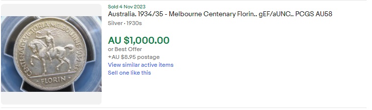 Australia-1934-35-Melbourne-Centenary-Florin-Grade/-Value