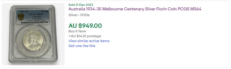Australia-1934-35-Melbourne-Centenary-Florin-Grade/-Value