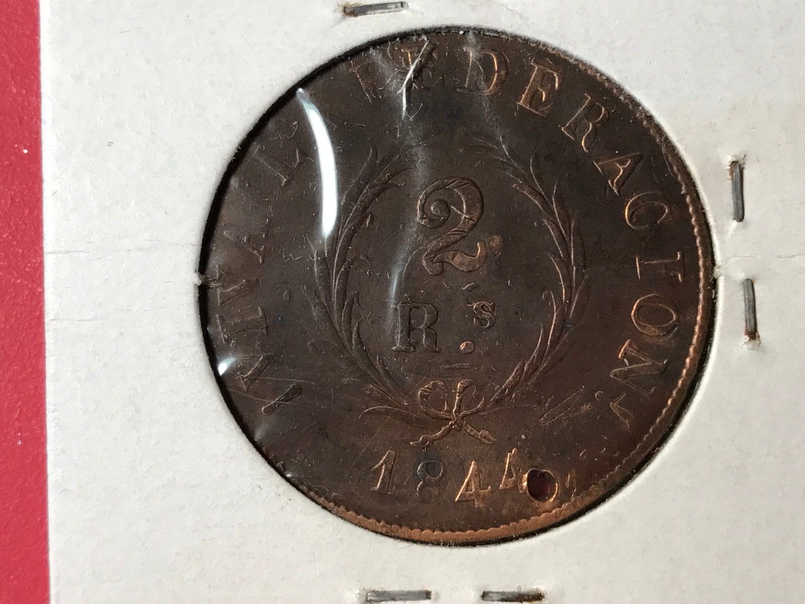 1844-Argentina-Buenos-Aires-2-Reales-Holed