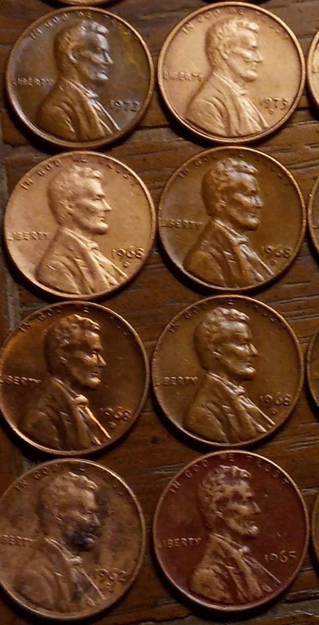 1960's-Pennies--1962-Penny-And-1965-Penny-Turned-Maroon-Both-Sides