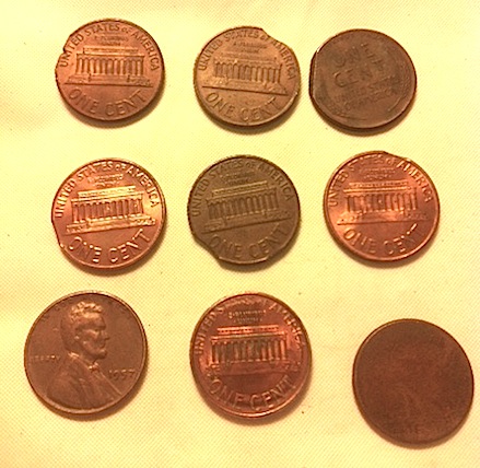 Penny-Clip-Errors-6,-Blank-Planchet,-Lamination-Error,-?