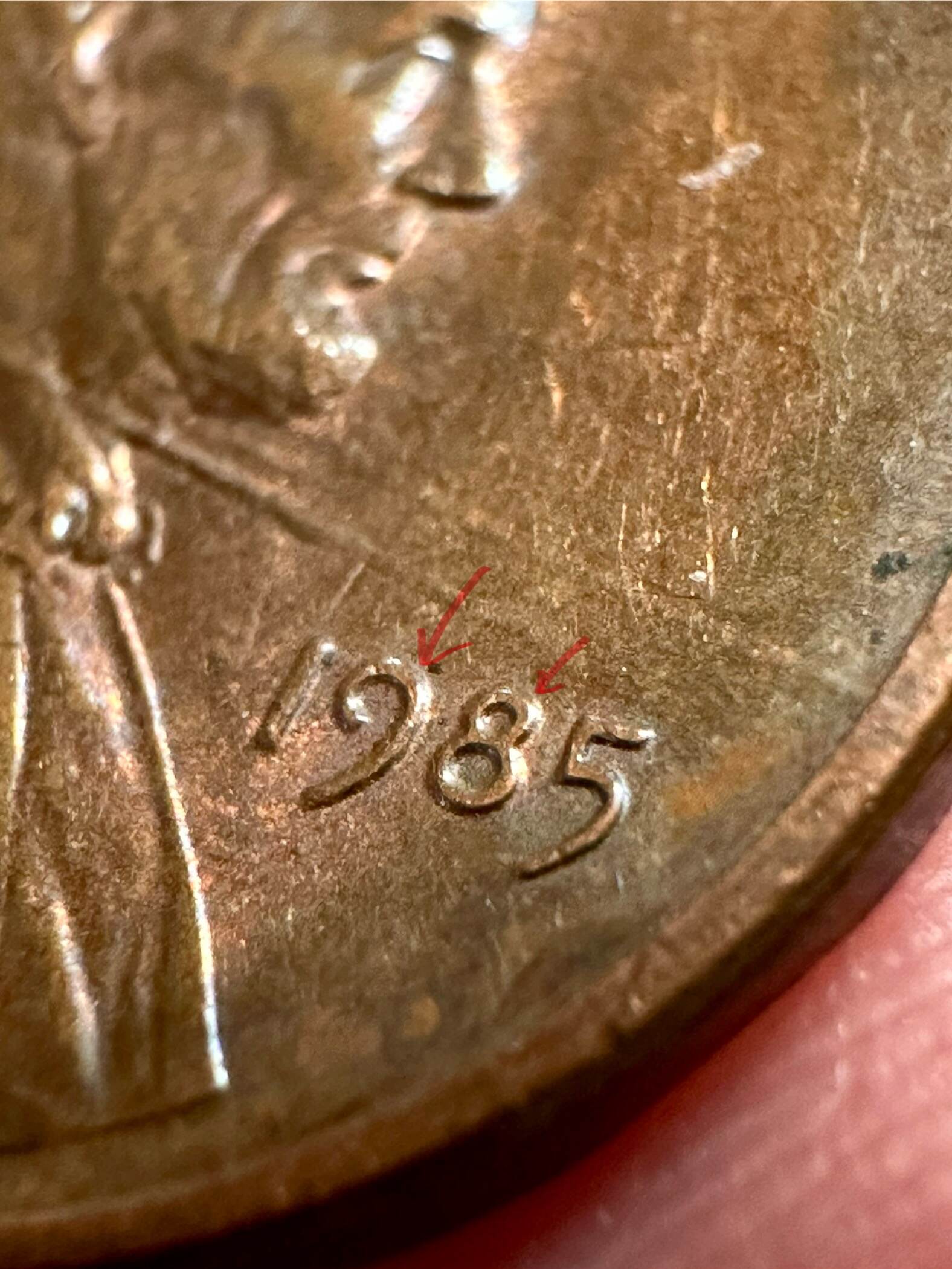 1985-P-Lincoln-Penny---OBV-Triple-Linear-Plating-Bubbles---OBV-MD-+-DDD?