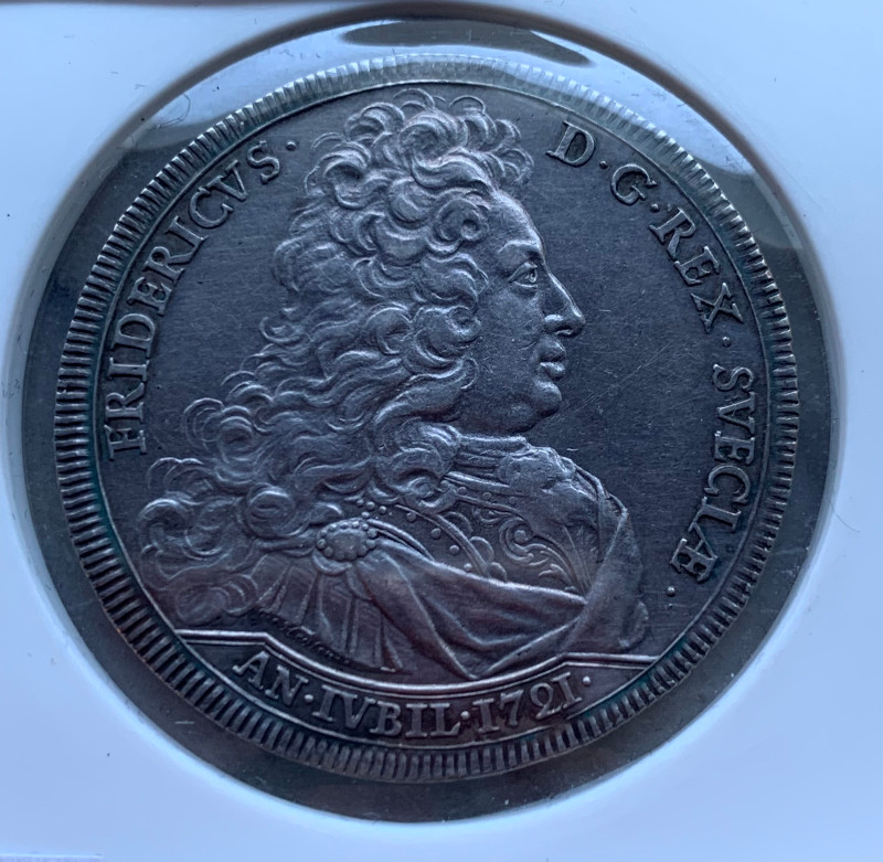 Old-Swedish-Coin,-Fridericvs-D.g.-Rex.-Need-ID-And-Grade-If-Possible.-Thanks-1721-Sweden-Riksdaler