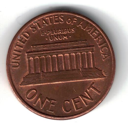 1989-P-Lincoln-Memorial-Cent-Die-Chip-/-Crack