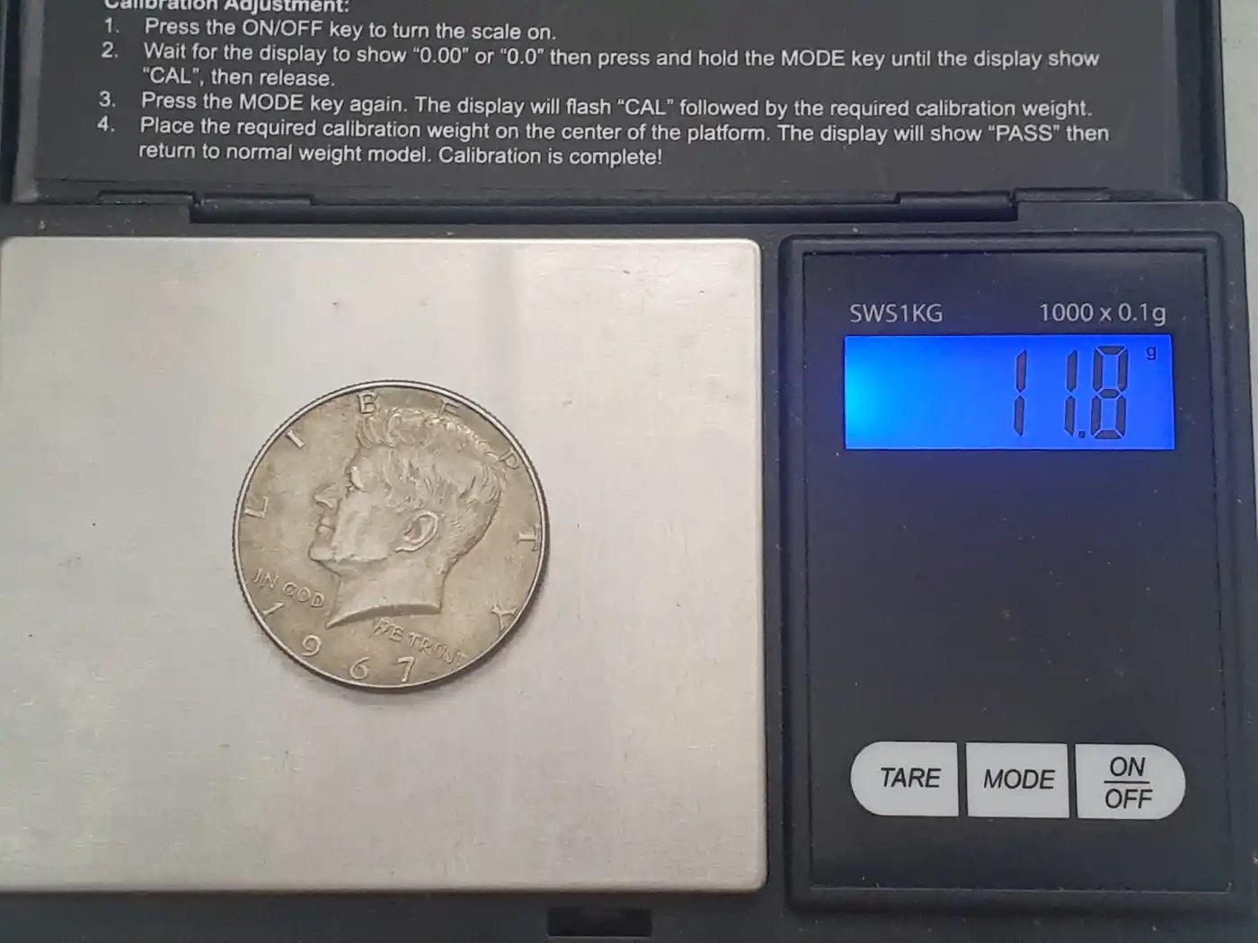 1967-Kennedy-Half-Dollar-Weighs-11.8g