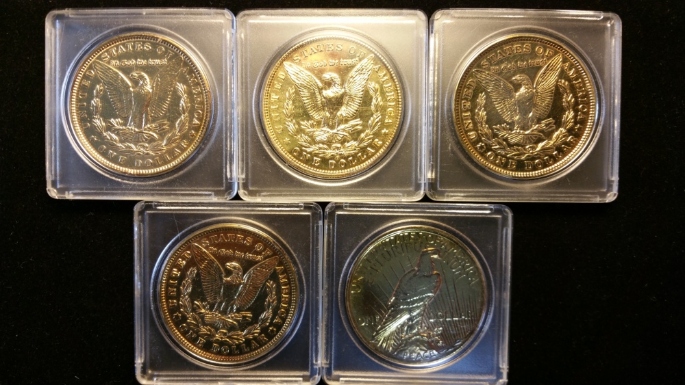 Gold-Plated-Morgan-And-Peace-Dollars