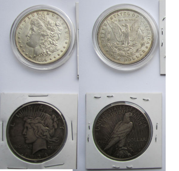 1896-O-Morgan-And-1934-D-Peace-Grades