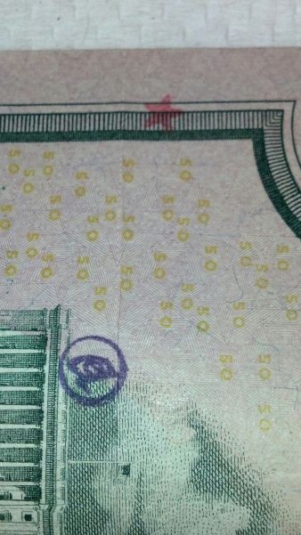 2009-50-Dollar-Star-Note.--Pink-Star-Printing-Error-On-Back?