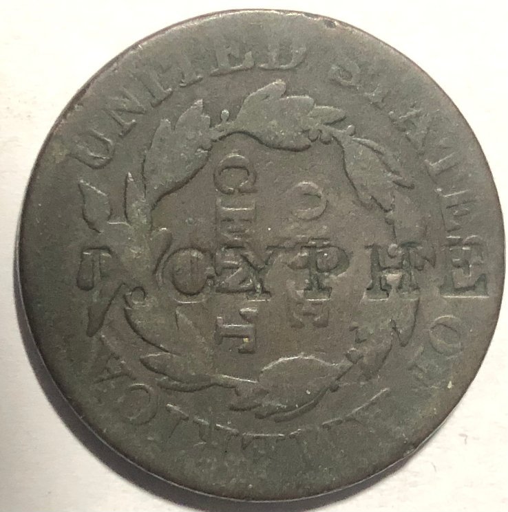 1826-Or-1836-Large-One-Cent-With-I.-Cyphe-Engraved-In-The-Back