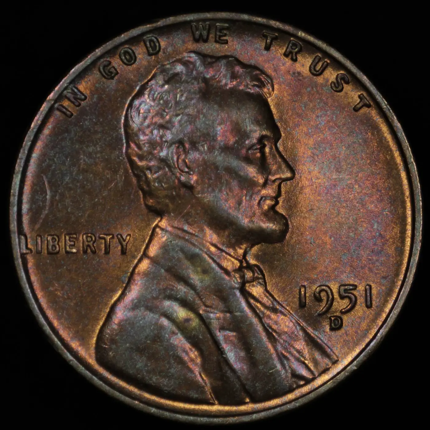 1951-D-1c-Mismatched-Side-Toning-Gem