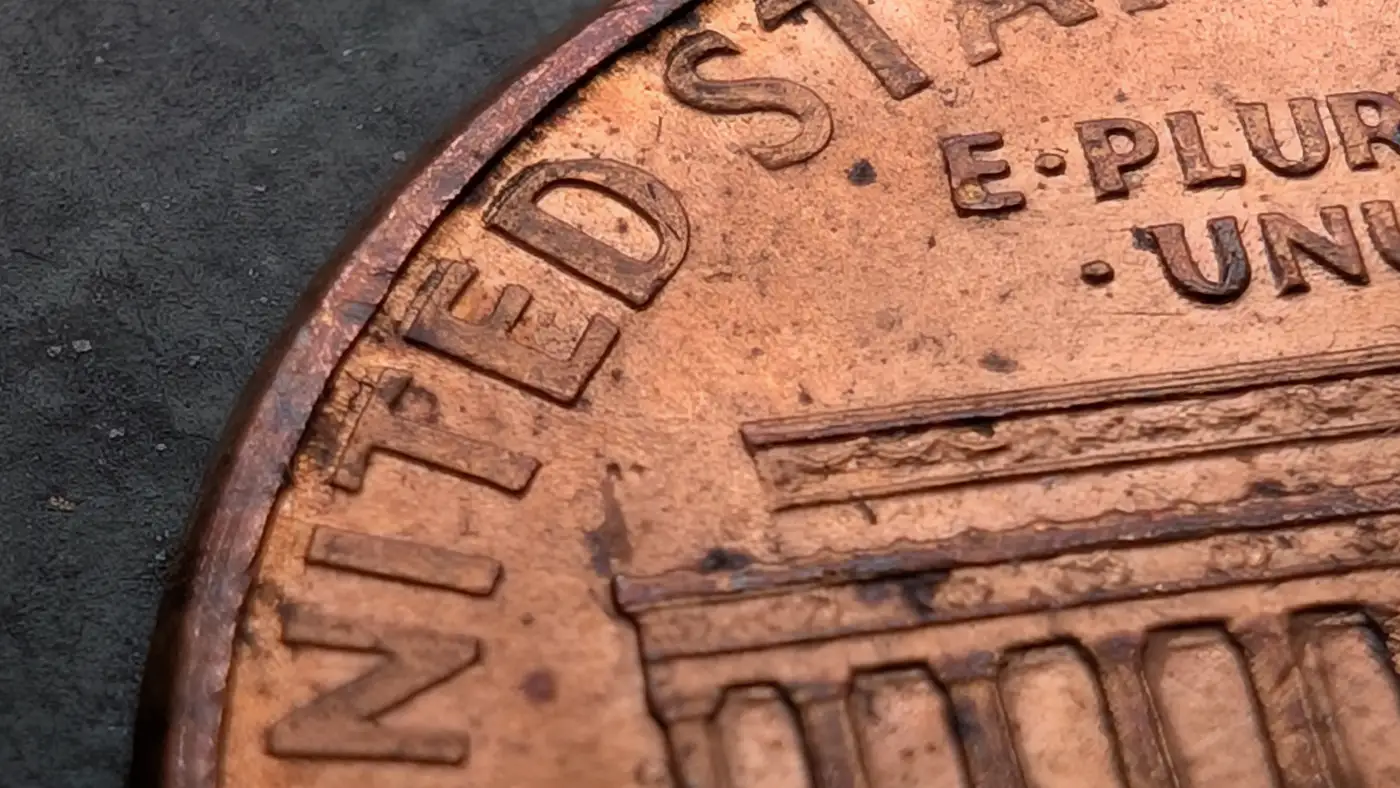 1995-D-Penny-Double-Striking-On-Reverse-And-Strange-Wear